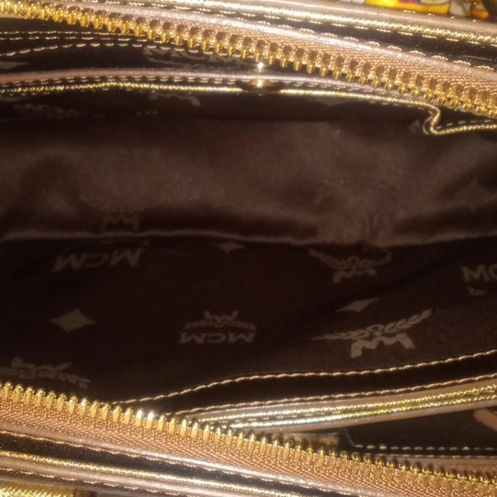 MCM Nuovo Leather Satchel with Crossbody | Gold